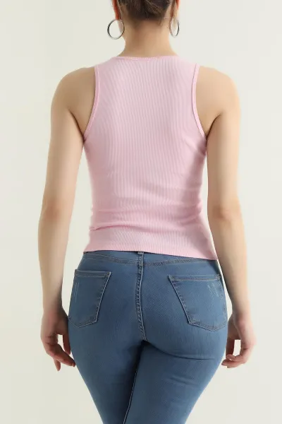Pembe Fitilli Kolsuz Kadın Bluz 433698