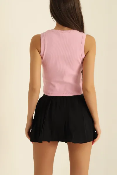 Pembe Fitilli Likralı Bayan Atlet 282880