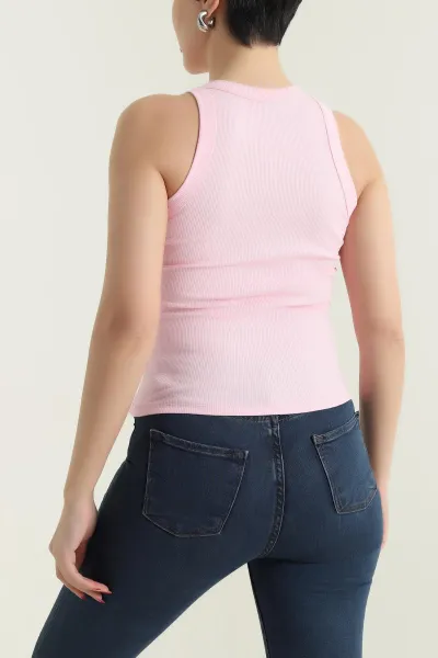 Pembe Fitilli Likralı Kadın Atlet 432171