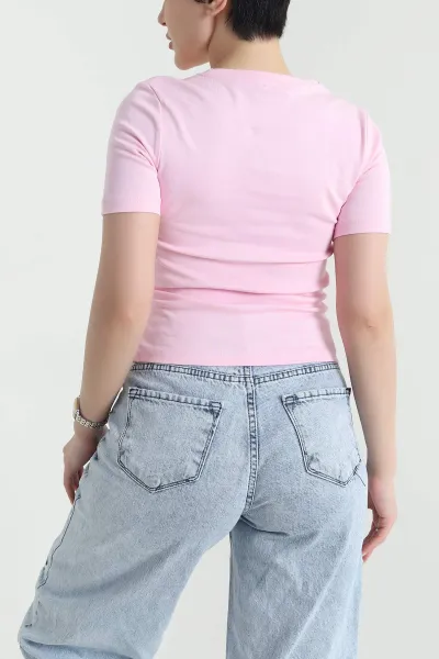 Pembe Fitilli Tasarım Kadın Bluz 449672