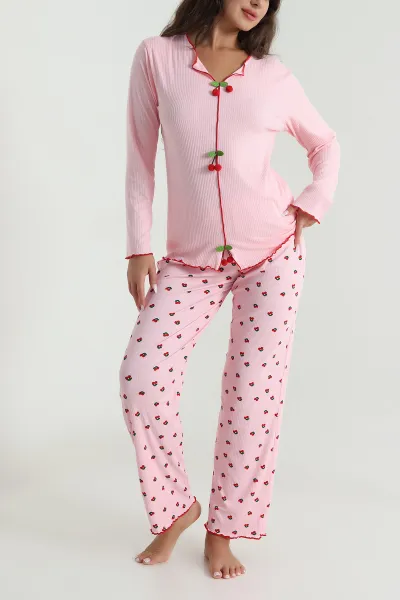 Pembe Fiyonklu Cares Kadın Pijama Takımı 488931