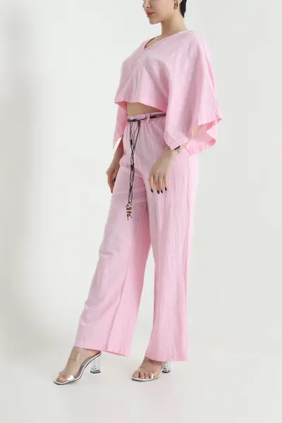 pembe-flam-keten-kemerli-kadin-ikili-takim-453645