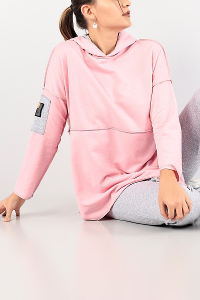 Pembe Garnili Kapüşonlu Bayan İkili Takım 85146