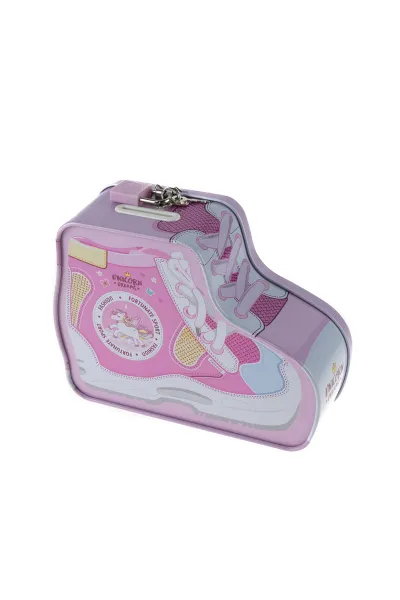 Pembe Giftzen Ayakkabı Temalı Saatli Kilitli Metal Kumbara 458921