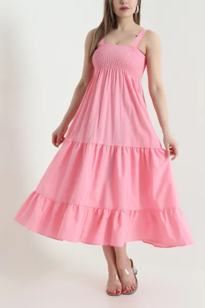 Pembe Gipeli Dokuma Kadın Elbise 439820