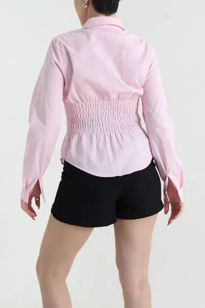 Pembe Gipeli Poplin Kadın Bluz 441413