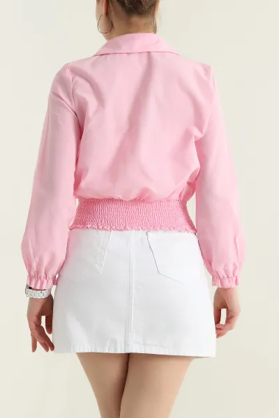 Pembe Gipeli Poplin Kadın Gömlek Bluz 436995