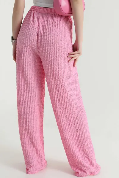 Pembe Gofre Palazzo Kadın Pantolon 466096