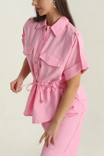 pembe-gomlek-pantolon-tunelli-keten-kadin-ikili-takim-377863