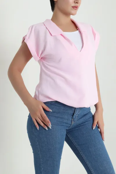 Pembe İç Atlet Garnili Aerobin Kumaş Kadın Bluz 480994