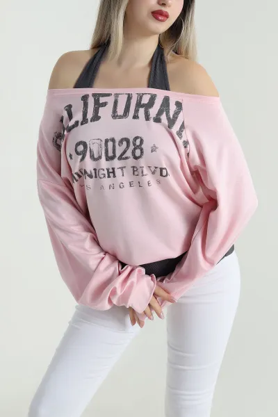 Pembe İç Atlet Garnili Kadın Bluz 489532