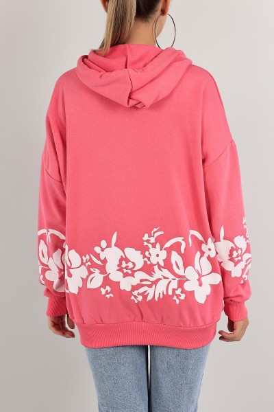Pembe İçi Şardonlu Kapüşonlu Bayan Sweat 134884