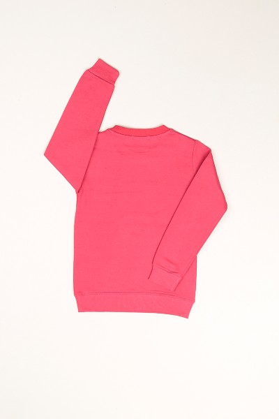 Pembe içi Şardonlu Kedi Baskılı Kız Çocuk Sweat 81105