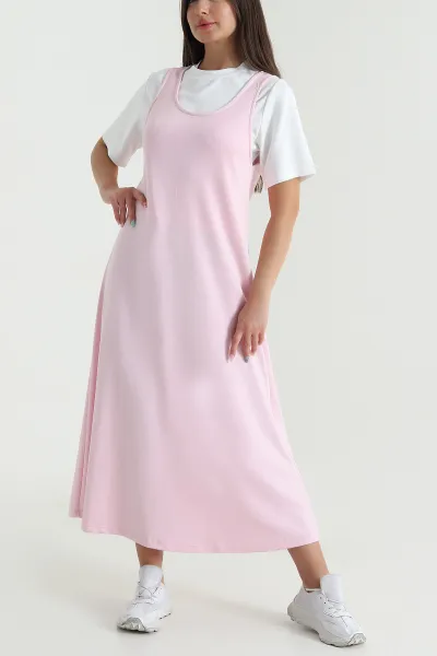 Pembe İçi Tişörtlü Modal Kumaş Elbise 468267