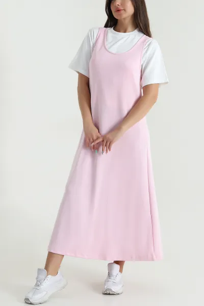 Pembe İçi Tişörtlü Modal Kumaş Elbise 468267