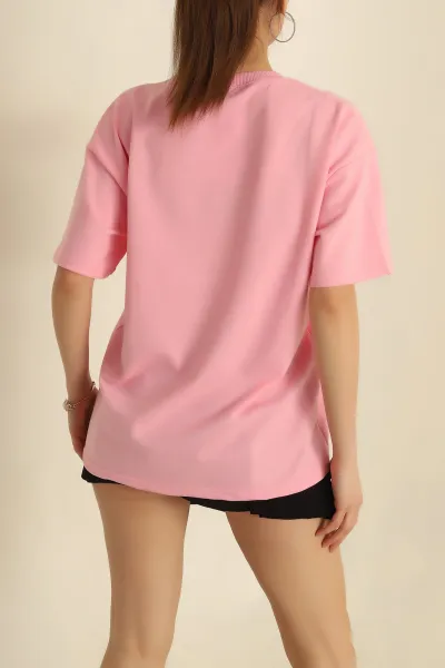 Pembe İki İp Bayan Baskılı Tişört 248855