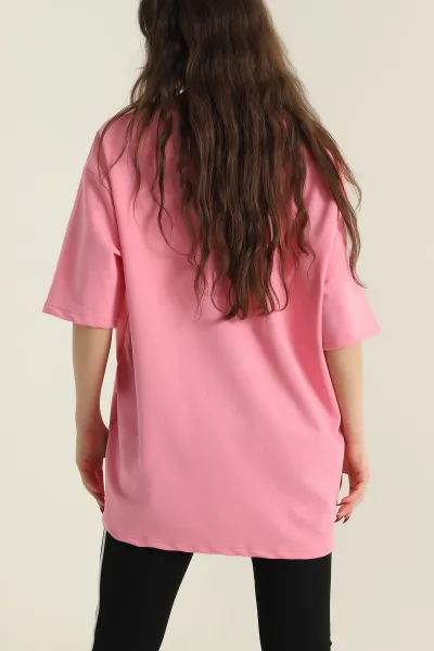 Pembe İki İp Salaş Kadın Tişört 421603