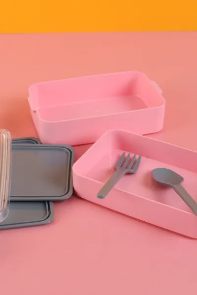 Pembe İki Katlı 900 ML Beslenme Kabı 292428