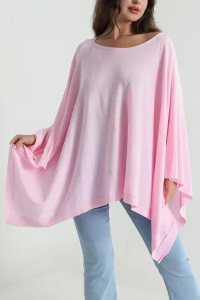 Pembe İnce Pera Kadın Pelerin 485327