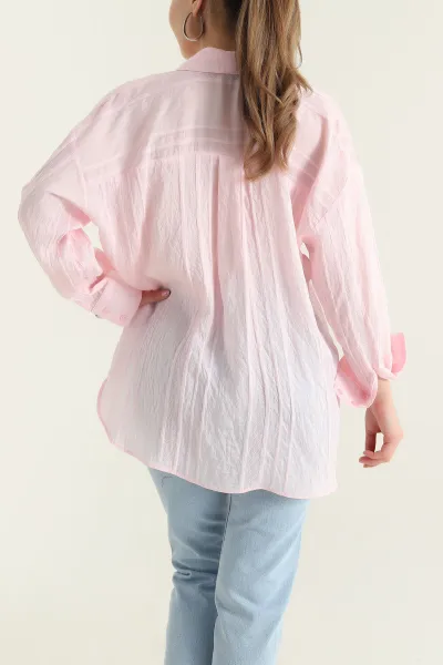 Pembe İnce Tencel Buket Kadın Gömlek 432571
