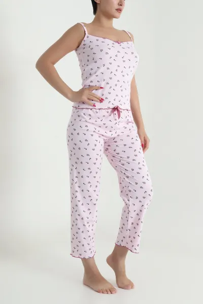 Pembe İp Askılı Kadın Pijama Takımı 476880