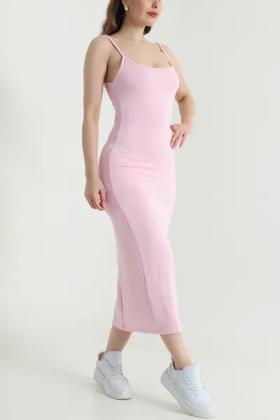 Pembe İp Askılı Modal Kadın Elbise 470019