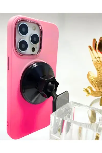 Pembe İPhone 12 Pro Max Uyumlu Corn Serisi Gradyan Tasarımlı Sert Silikon Telefon Kılıfı 343520