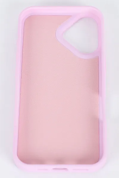 Pembe İPhone 16 Uyumlu Taş Detaylı Glare Serisi Sert Slikon Telefon Kılıfı 390884
