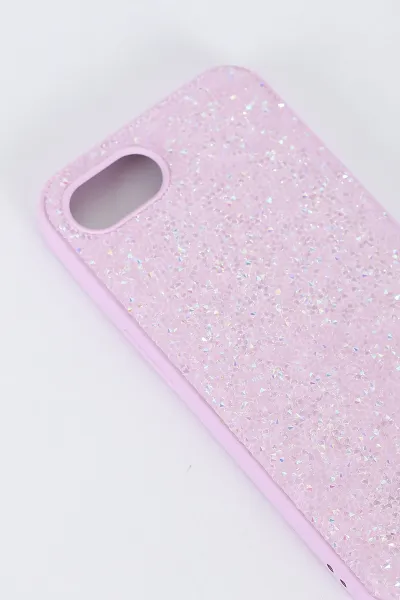 Pembe İPhone SE4 16E Uyumlu Taş Detaylı Glare Serisi Sert Slikon Telefon Kılıfı 396953