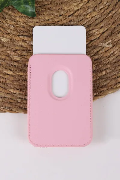 Pembe Iphone Uyumlu Diamond Wallet Case - Taşlı Magsafe Kartlık - Telefon Kartlığı 431868
