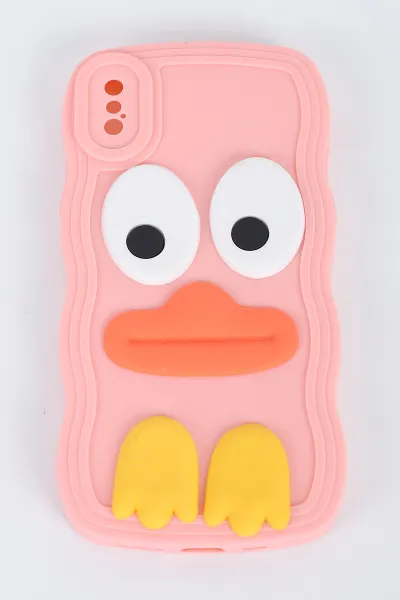 pembe-iphone-xs-uyumlu-daffy-serisi-yumusak-silikon-telefon-kilifi-391263