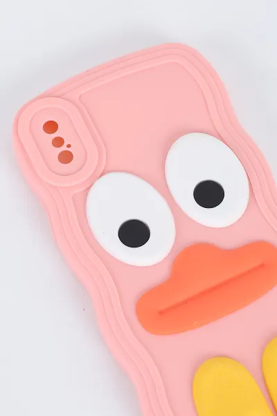 Pembe iPhone XS Uyumlu Daffy Serisi Yumuşak Silikon Telefon Kılıfı 391263