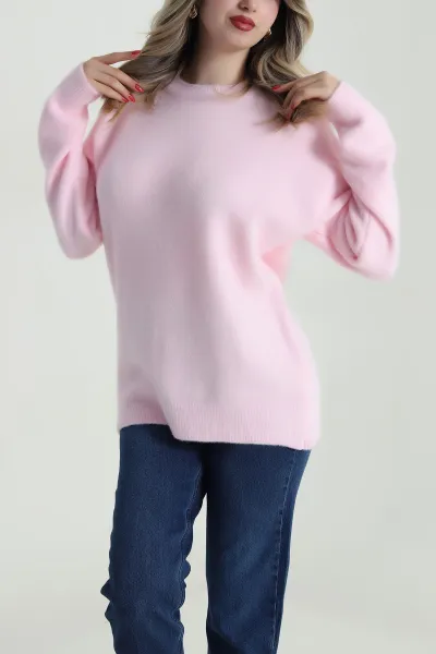 Pembe Jazz Bisiklet Yaka Kadın Kazak 485320