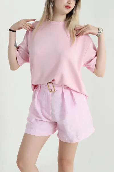 Pembe Kalp Detay Oysho Kadın Tişört 471429