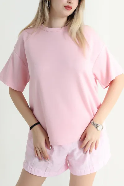 Pembe Kalp Detay Oysho Kadın Tişört 471429