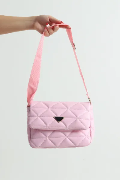 Pembe Kapitone Mıknatıs Kapaklı Kadın El Kol ve Omuz Çantası 476340