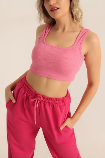 Pembe Kare Yaka Fitilli Atlet 180115