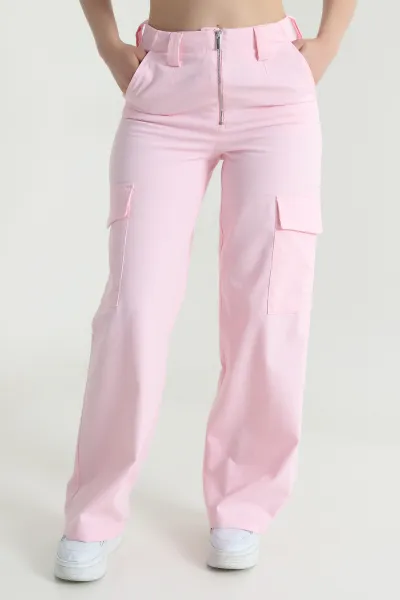 Pembe Kargo Cep Kadın Pamuk Kot Pantolon 469626