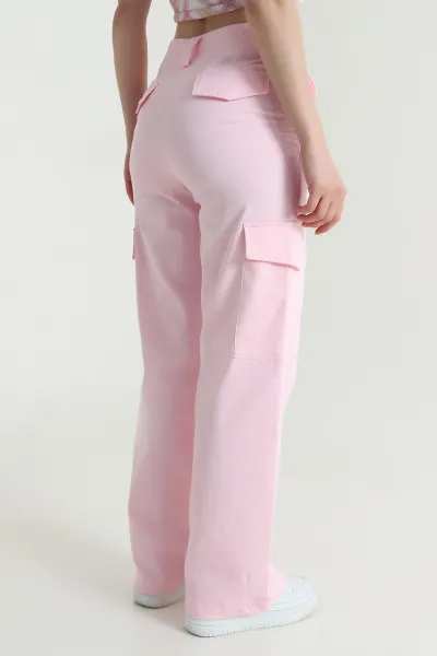 Pembe Kargo Cep Kadın Pamuk Kot Pantolon 469626