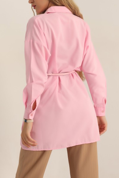 Pembe Kemerli Dokuma Gömlek Tunik 188895