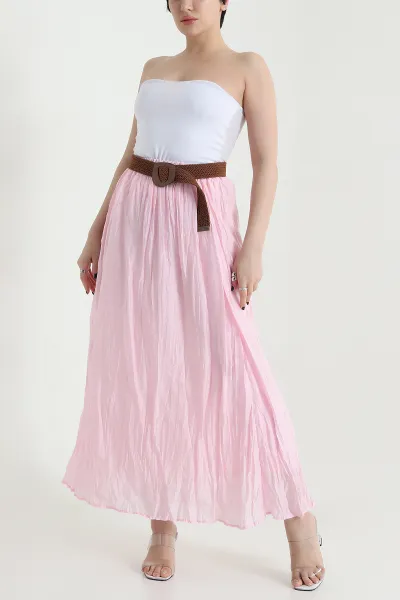Pembe Kemerli Uzun Kadın İbiza Etek 454735