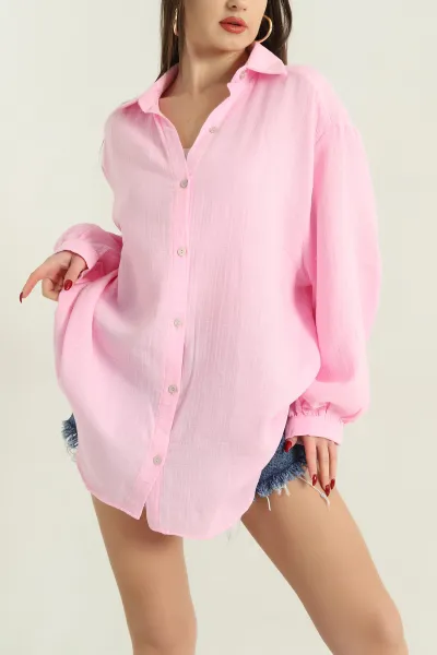 Pembe Müslin Bayan Gömlek Tunik 336949