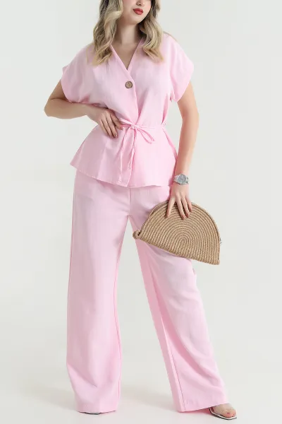 Pembe Keten Kadın İkili Takım 467471