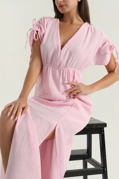 pembe-keten-tasarim-kadin-elbise-382780