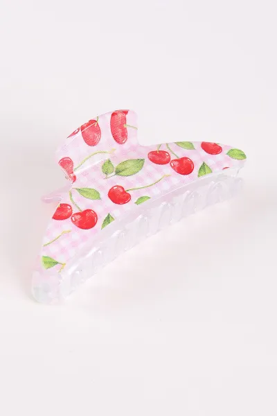 Pembe Kiraz Baskılı Mandal Toka 464495