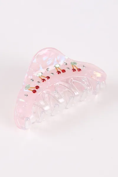 Pembe Kiraz Figürlü  Kemik Mandal Toka 464282