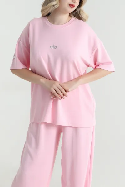 Pembe Kısa Kollu Oysho Kadın İkili Takım 465741