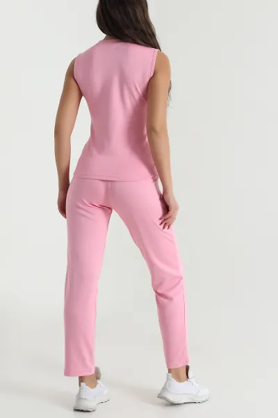 Pembe Kolsuz Bisiklet Yaka Modal Kadın İkili Takım 479525