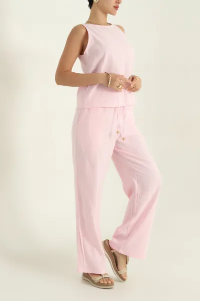 Pembe Kolsuz Keten Kadın İkili Takım 372416