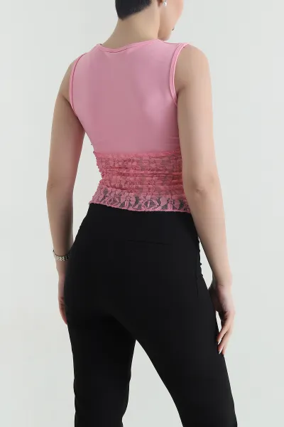 Pembe Kolsuz Scuba Kadın Bluz 442921